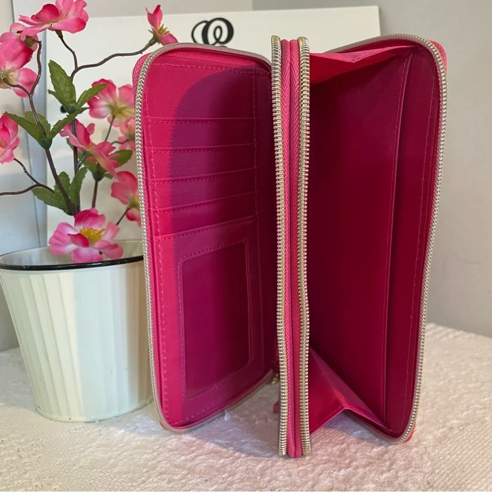 Striped Pink‎ and Cream Wallet or Clutch